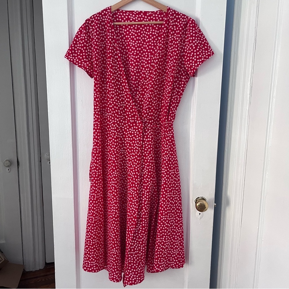 SHEIN red floral midi dress